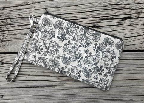 Black Flower Wristlet