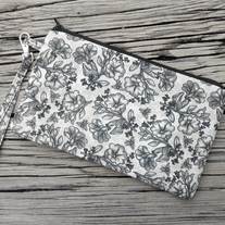 Black Flower Wristlet
