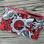 Red, Black, and Grey Flower Wristlet - Thumbnail 2