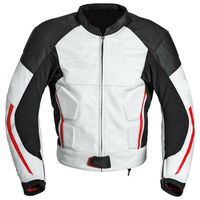 Men's Motorcycle Genuine Leather Three Tone Contrast Handmade Safety Pads Jacket - Thumbnail 1