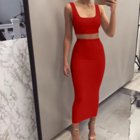 Sexy Sleeveless Vest Two-Piece Set Dress - Thumbnail 1