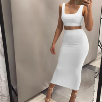 Sexy Sleeveless Vest Two-Piece Set Dress - Thumbnail 2