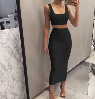 Sexy Sleeveless Vest Two-Piece Set Dress