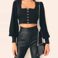 Backless Sexy Long-Sleeved Shirt Top - Thumbnail 2