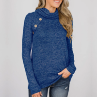 High-Necked Long-Sleeved Buttons Sweater - Thumbnail 2