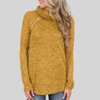 High-Necked Long-Sleeved Buttons Sweater - Thumbnail 3