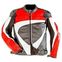 Men's Multi Color Motorbike Racing Genuine Leather Safety Pads Handmade Jacket - Thumbnail 3