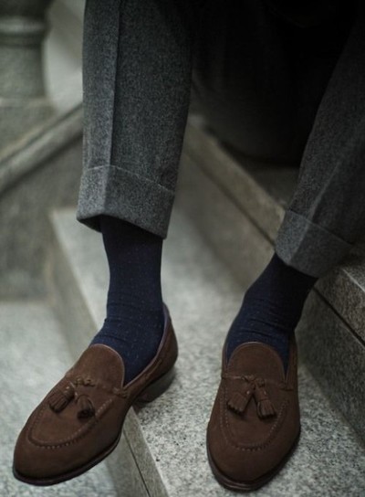 Trendy Fashion Men Chocolate Suede Tassels Loafer Slips On Dress Formal Shoes