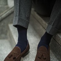 Trendy Fashion Men Chocolate Suede Tassels Loafer Slips On Dress Formal Shoes - Thumbnail 1