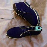 Men New Best Handmade Navy Blue Chukka Suede Ankle Comfort Boot - Thumbnail 1