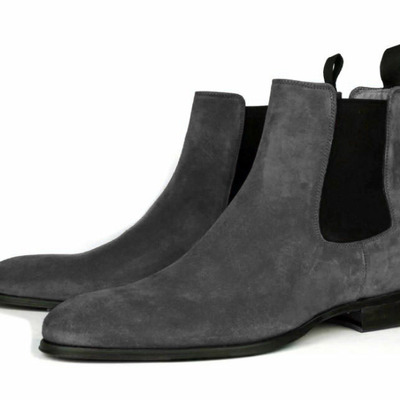 Chelsea men's gray suede boots, chelsea ankle boots 