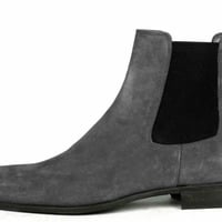 Chelsea Men's Gray Suede Boots, Chelsea Ankle Boots  - Thumbnail 1