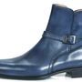 Men's Blue Leather Boots, Jodhpurs Ankle Boots -3