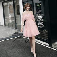 Pink A line tulle short dress, party dress - Thumbnail 2