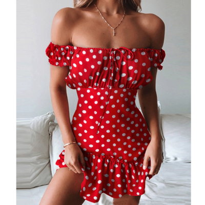 Sweet short sleeve red dress