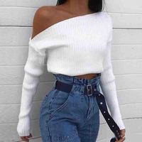Women'S Sexy White Long Sleeve Top - Thumbnail 1