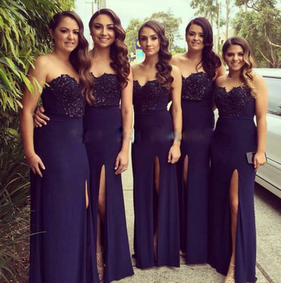 Lace Bridesmaid Dress,Long Bridesmaid Gown,Navy Blue Bridesmaid Gowns,Simple Bridesmaid Dresses