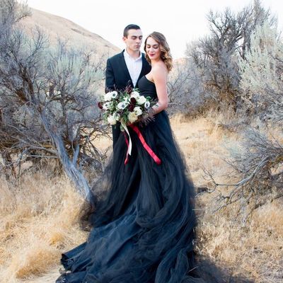 Black wedding dress, strapless tulle wedding dresses bridal dress, unique wedding gown bridal gown