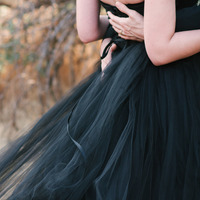 Black Wedding Dress, Strapless Tulle Wedding Dresses Bridal Dress, Unique Wedding Gown Bridal Gown - Thumbnail 2