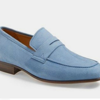 Latest Handmade Sky Blue Tassels Moccasin Formal Shoes For Men In Genuine Suede - Thumbnail 1