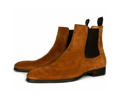 New Handmade Chelsea Men's Tan Suede Boots, Chelsea Ankle Boots