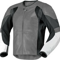 Men Three Tone Colors Motor Biker Perforated Genuine Leather Safety Pads Jacket - Thumbnail 4