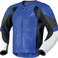 Men Three Tone Motor Cycle Perforated Genuine Cowhide Leather Safety Pads Jacket - Thumbnail 1