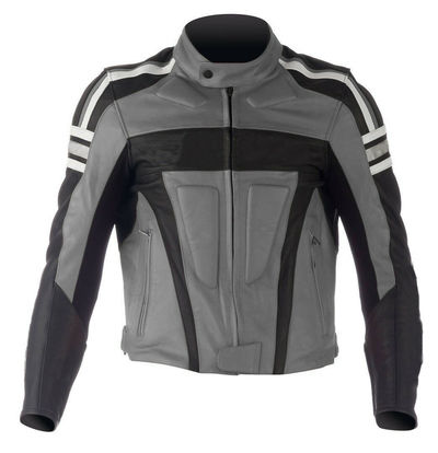 Men Three Tone Colors Motor Biker Handmade Genuine Leather Safety Pads Jacket