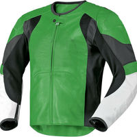 Men Three Tone Colors Motor Biker Perforated Genuine Leather Safety Pads Jacket - Thumbnail 4