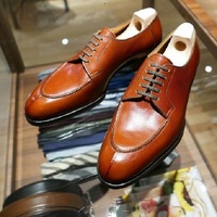 Men Handmade Tan Brown Leather Lace Up Shoes - Thumbnail 4