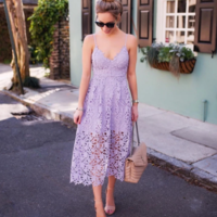 Women's Halter Embroidered Lace Sling Dress - Thumbnail 3