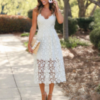 Women's Halter Embroidered Lace Sling Dress - Thumbnail 2