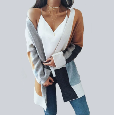 Women Knitted Long-Sleeved Sweater Coat