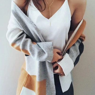 Women knitted long-sleeved sweater coat