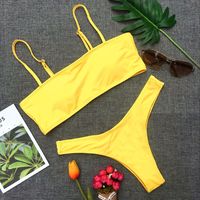 Solid Color Sexy Bikini Split Swimsuit - Thumbnail 2