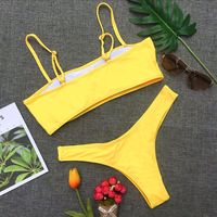 Solid Color Sexy Bikini Split Swimsuit - Thumbnail 3