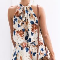 Sexy Sleeveless Printed Chiffon Two-Piece - Thumbnail 3