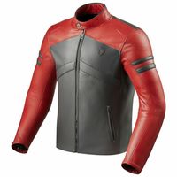 Men Red Gray Cont Motorbike Genuine Real Leather Safety Pads jacket - Thumbnail 1