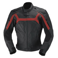 Men's Black Maroon Cont Genuine Leather Safety Pads Motorcycle Handmade Jacket - Thumbnail 4