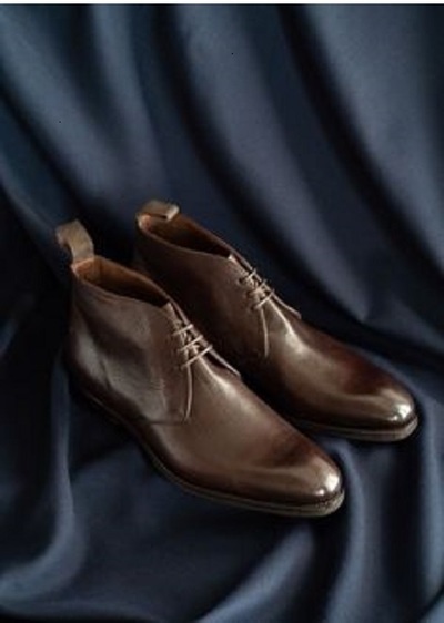  Men's brown leather new style chukka boots, Men's dress leather chukka boots