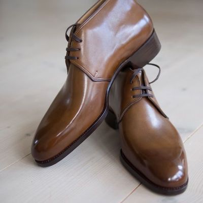 Handmade men's brown leather new style chukka boots - Thumbnail 2