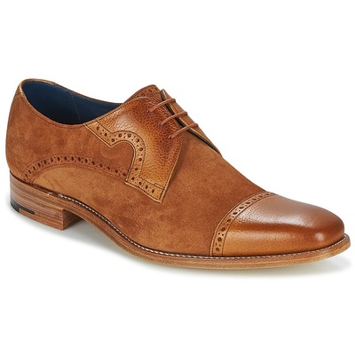 Mens handmade shoes formal wear camel tan brown leather suede toe cap oxford lace up boots