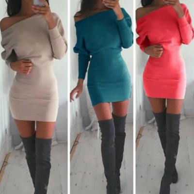 Sexy long sleeve mini dress - Thumbnail 4