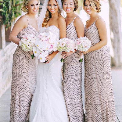 Elegant spaghetti straps bridesmaid dresses for wedding party - Thumbnail 3