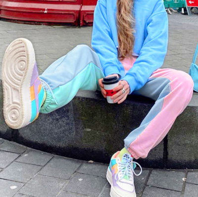 PASTEL GOTH COLOUR BLOCK JOGGER PANTS