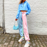 PASTEL GOTH COLOUR BLOCK JOGGER PANTS - Thumbnail 1