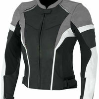Men Grey & Black Biker White Linings Speed Hump Real Leather Safety Pads Jacket - Thumbnail 3