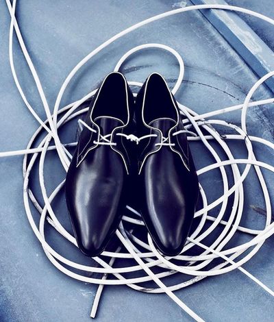 Black Narrow Toe Lace Up Shoes Handmade Classic Edition For Mens