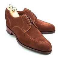Handmade Men's Suede Brown Split Toe Blucher Premium Leather Formal Dress Shoes - Thumbnail 1