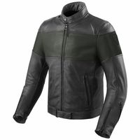 Men Green Black Cont Motorbike Handmade Real Genuine Leather Safety Pads jacket - Thumbnail 1